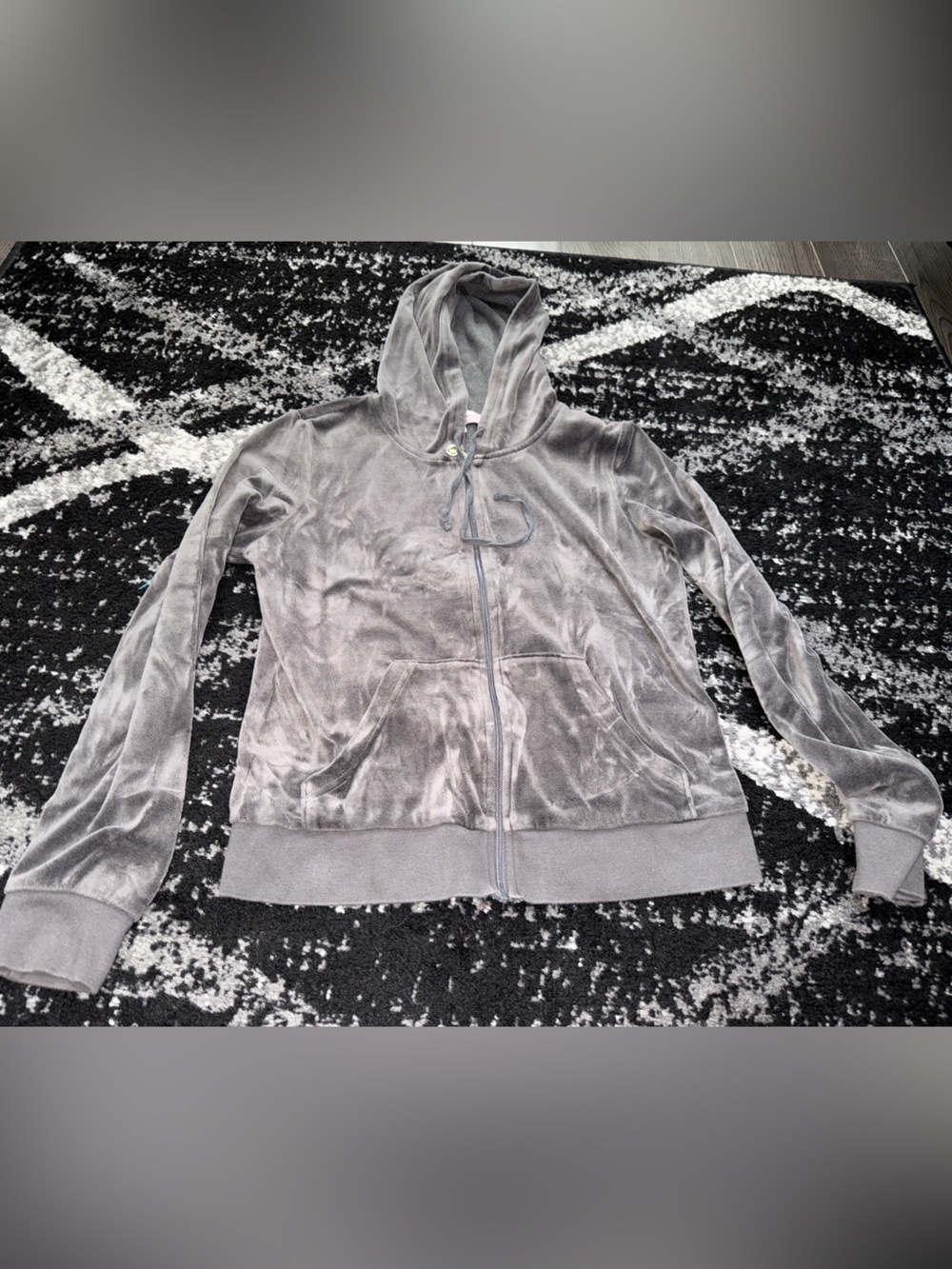 Juicy Couture Grey Velvet Zip Hoodie Jacket